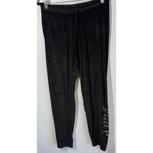 Juicy Couture Womens Crush Velvet Sleepwear Joggers Medium Black Embellished